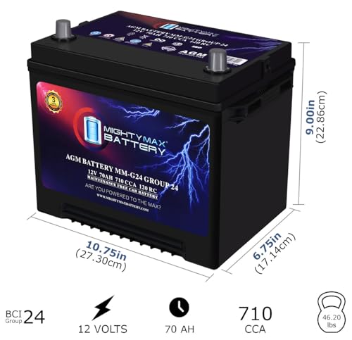 Mighty Max Battery MM-H5 Start and Stop Car Battery, Group Size 47, 12V 60 AH, AGM E711958