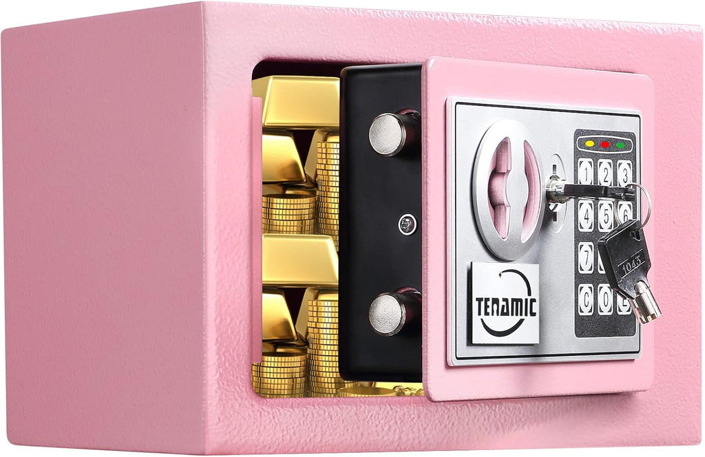 TENAMIC Safe Box 0.23 cu ft Electronic Keypad Security Safe, Solid Steel, Pink 2-Pack N97838