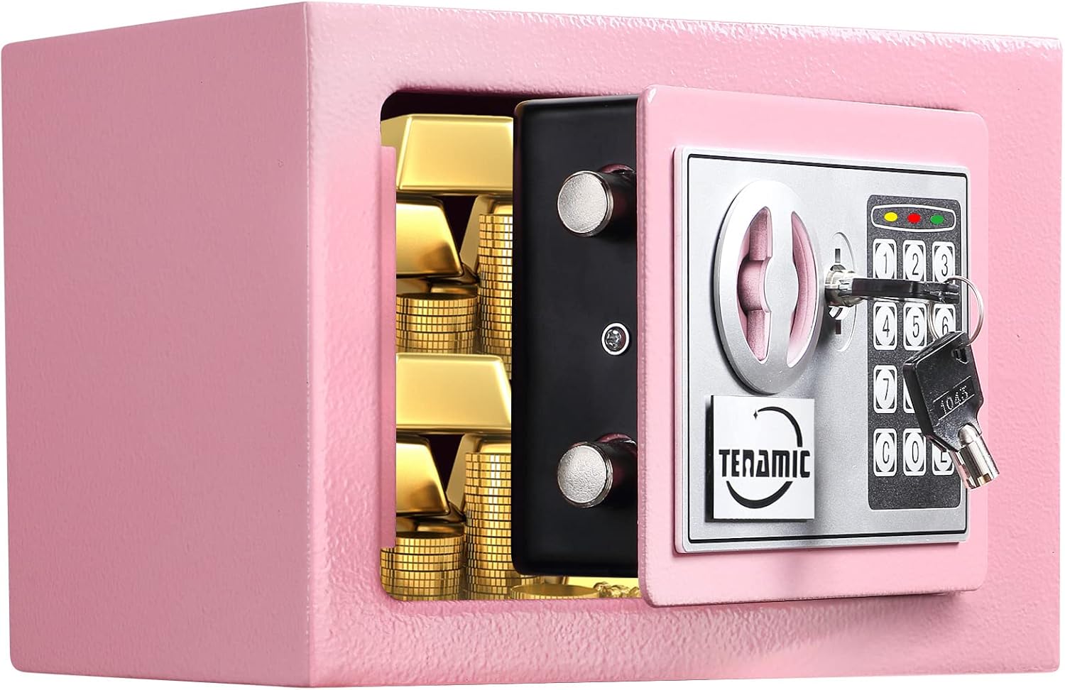 TENAMIC Safe Box 0.23 cu ft Electronic Keypad Security Safe, Solid Steel, Pink 2-Pack N97838