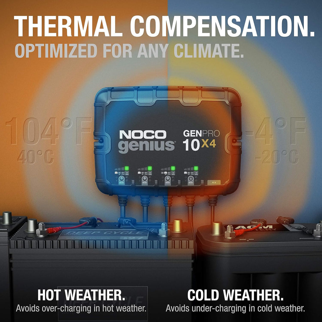 NOCO Genius GENPRO10X4 4-Bank 40-Amp Smart Marine Battery Charger V8343