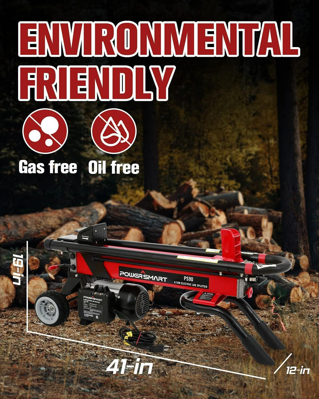 PowerSmart 6-Ton Electric Log Splitter with Steel Wedge F24508