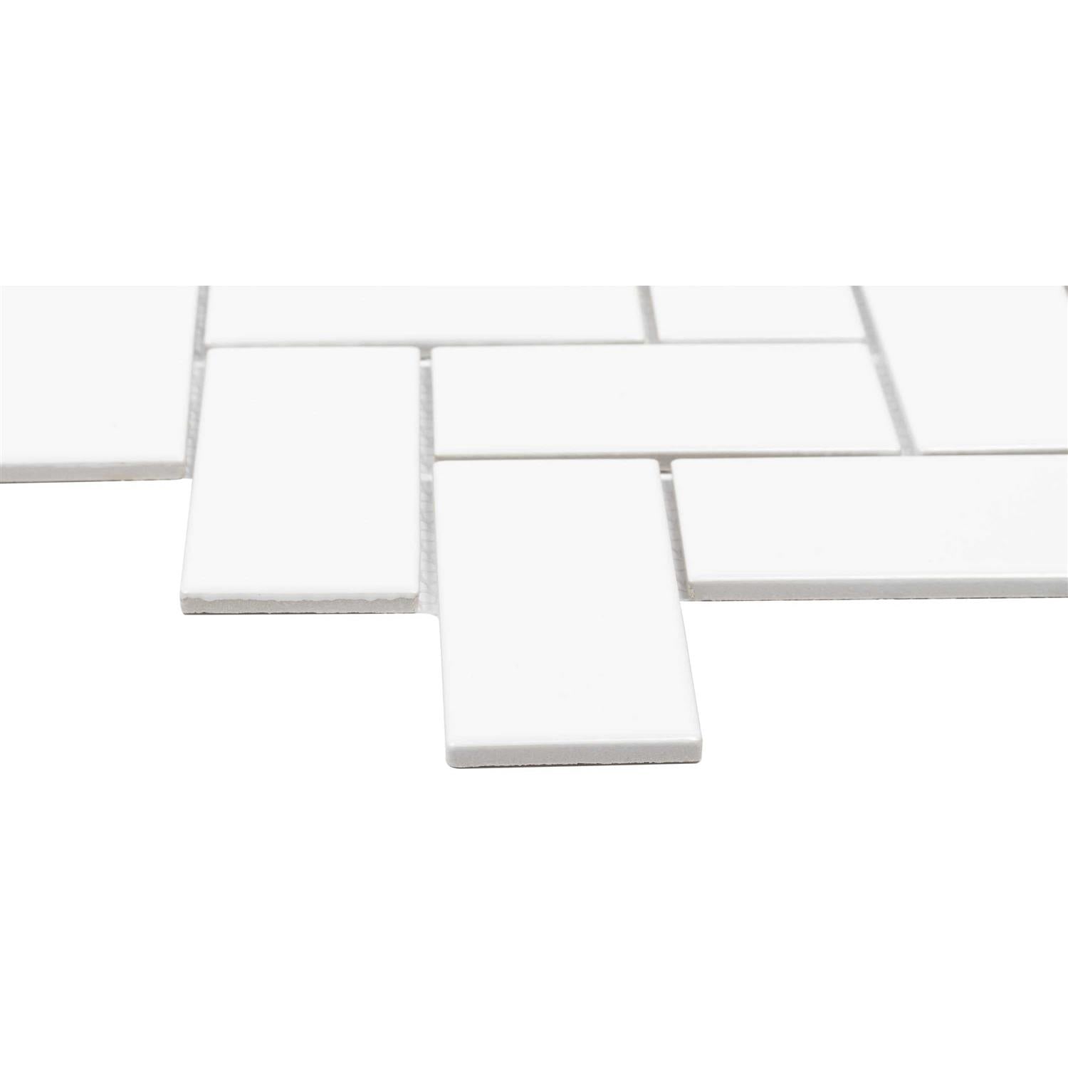 Satori Hudson 11-in x 11-in Glossy Porcelain Herringbone Wall Tile Z8867