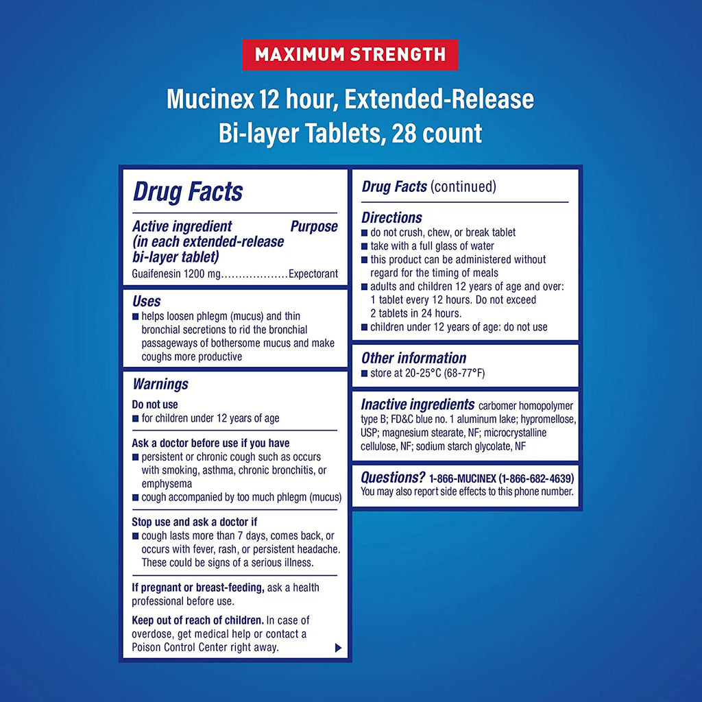 Mucinex Maximum Strength 12 Hour Chest Congestion Relief Tablets, 28 Count (Pack of 3) V78135