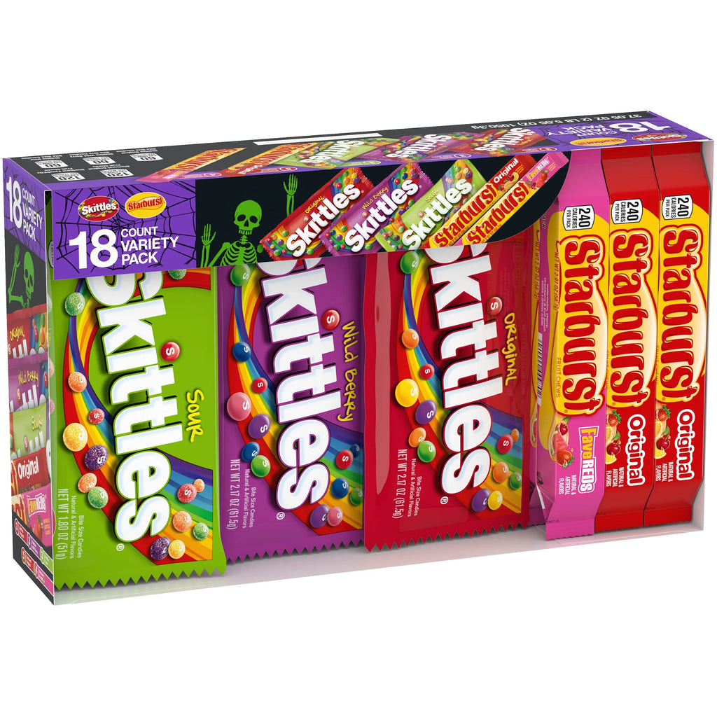 Mars Mixed Skittles & Starburst Chewy Variety Pack Halloween Candy, 18 Count S659