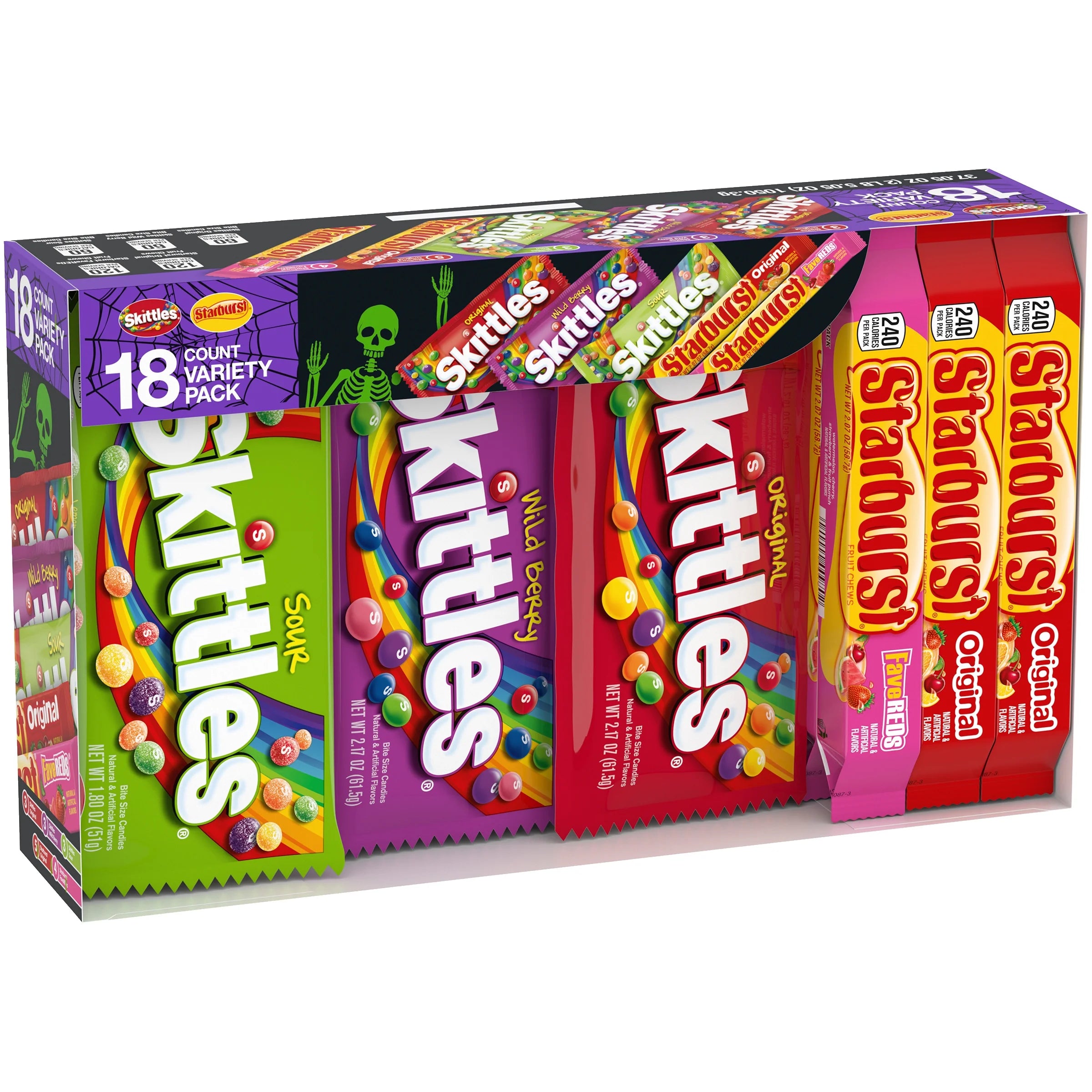 Mars Mixed Skittles & Starburst Chewy Variety Pack Halloween Candy, 18 Count S659