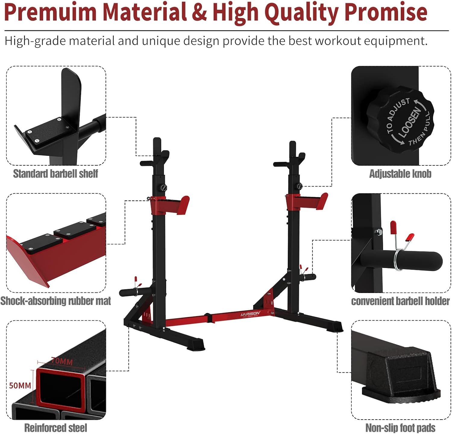HARISON Squat Rack Adjustable Power Rack with Dip Bar Station for Home Gym J41991