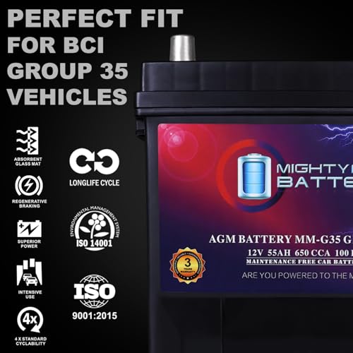 Mighty Max Battery MM-H5 Start and Stop Car Battery, Group Size 47, 12V 60 AH, AGM E711958