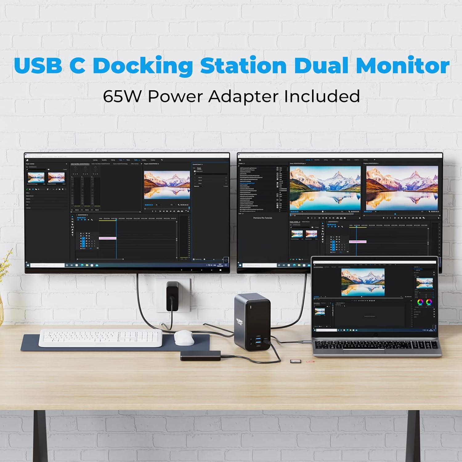 USB C Laptop Docking Station Dual Monitor HDMI, 15-in-1 USB C Dock Q96289