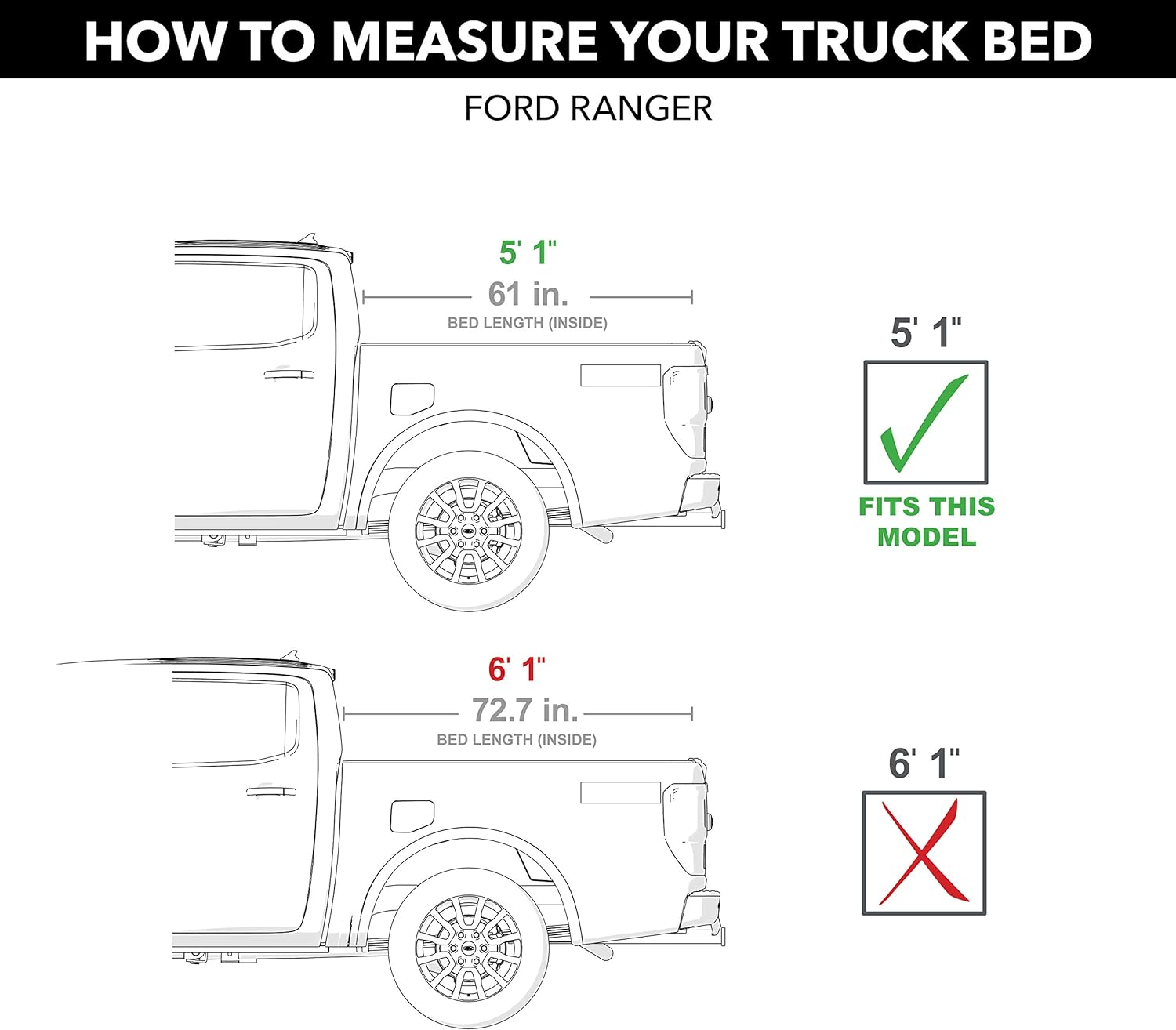 Gator EFX Hard Tri-Fold Truck Bed Tonneau Cover for 2019-2022 Ford Ranger 5'1" Bed N697