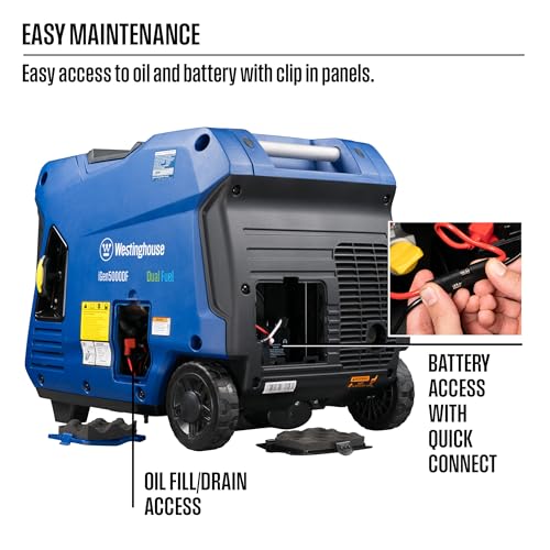 Westinghouse 5000 Peak Watt Dual Fuel Portable Inverter Generator, Remote Electric Start E228