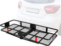 CARSTY 60” x 24” x 6.5” Hitch Mounted Folding Cargo Carrier, 500LBS Capacity Heavy Duty Basket Rack, Fit 2" Receiver Hitch, for Truck SUV Car RV Camping Traveling, Black