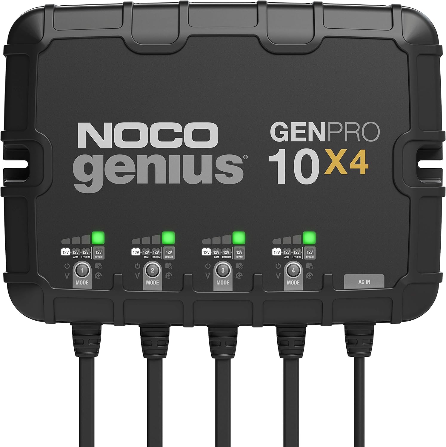 NOCO Genius GENPRO10X4, 4-Bank, 40-Amp (10-Amp Per Bank) Fully-Automatic Smart Marine Charger, 12V Onboard Battery Charger, Battery Maintainer and Battery Desulfator with Temperature Compensation
