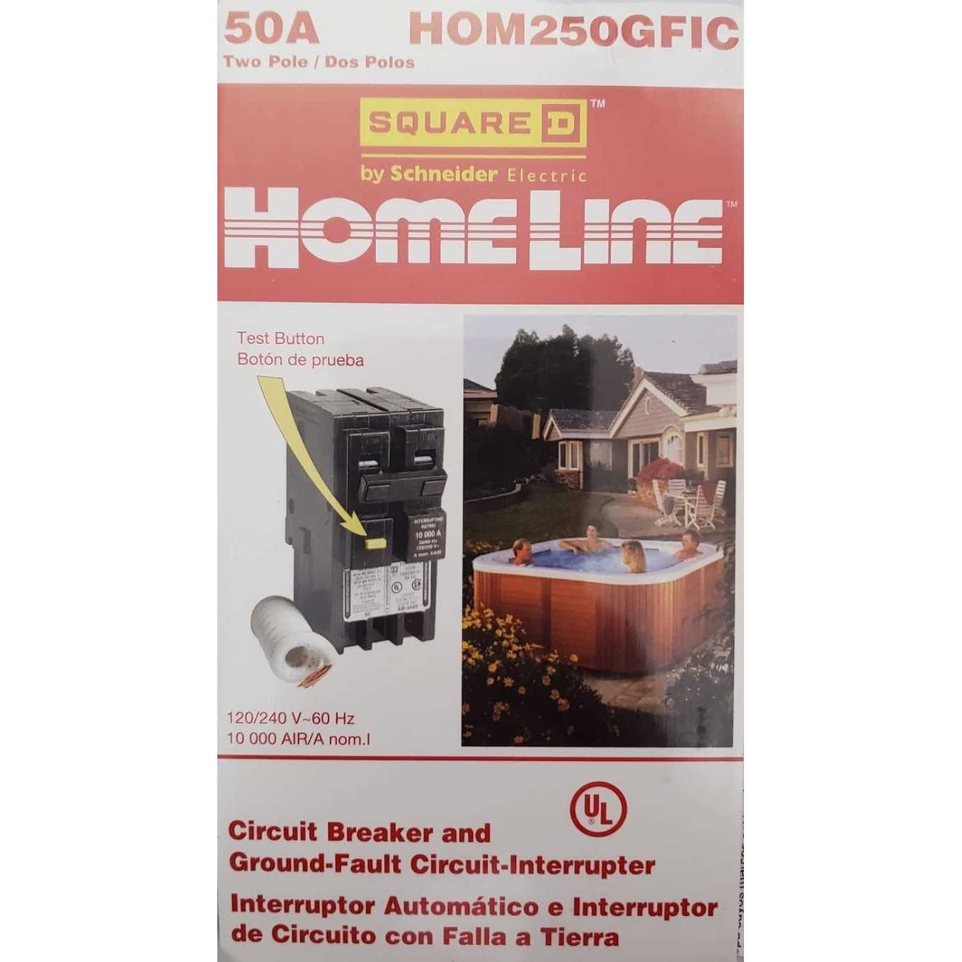 Square D Homeline 50A Double-Pole GFCI Breaker D872852
