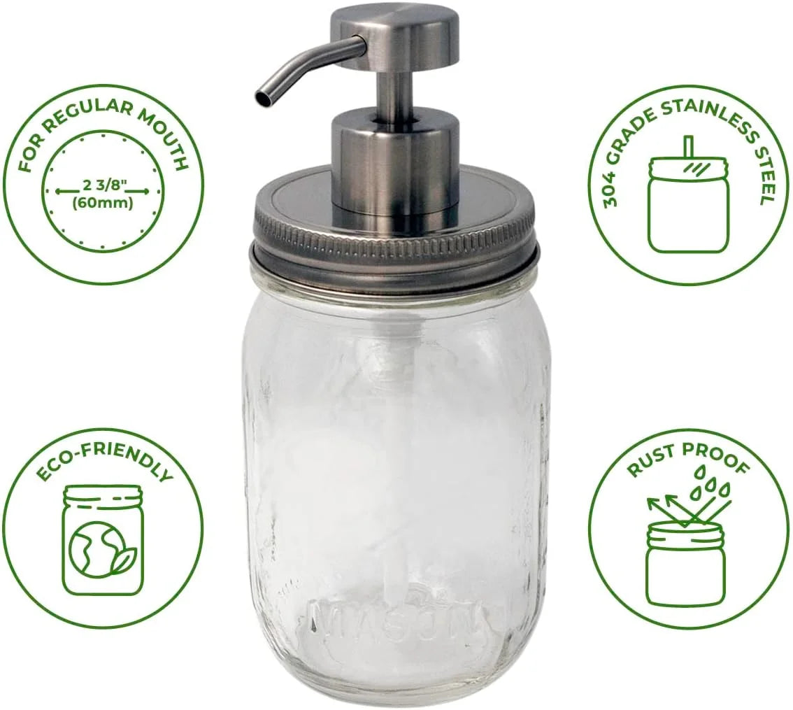 Stainless Steel Soap Pump Lid for Mason Jars, Dispenser Replacement K925460