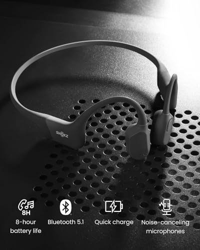 SHOKZ OpenRun Open-Ear Bone Conduction Sport Headphones, Sweat Resistant, Black B872