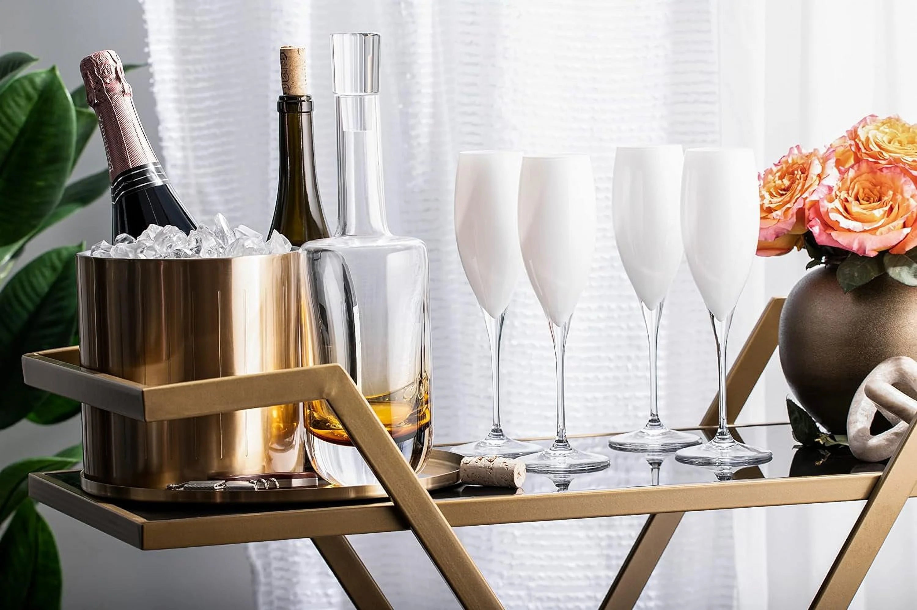 Toasting Flute Glasses Set of 6 Crystal - White - 11 oz A64526