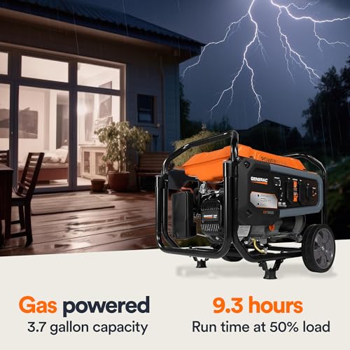 Generac 8000-Watt Gas-Powered Portable Generator with Electric Start, Orange/Black H399