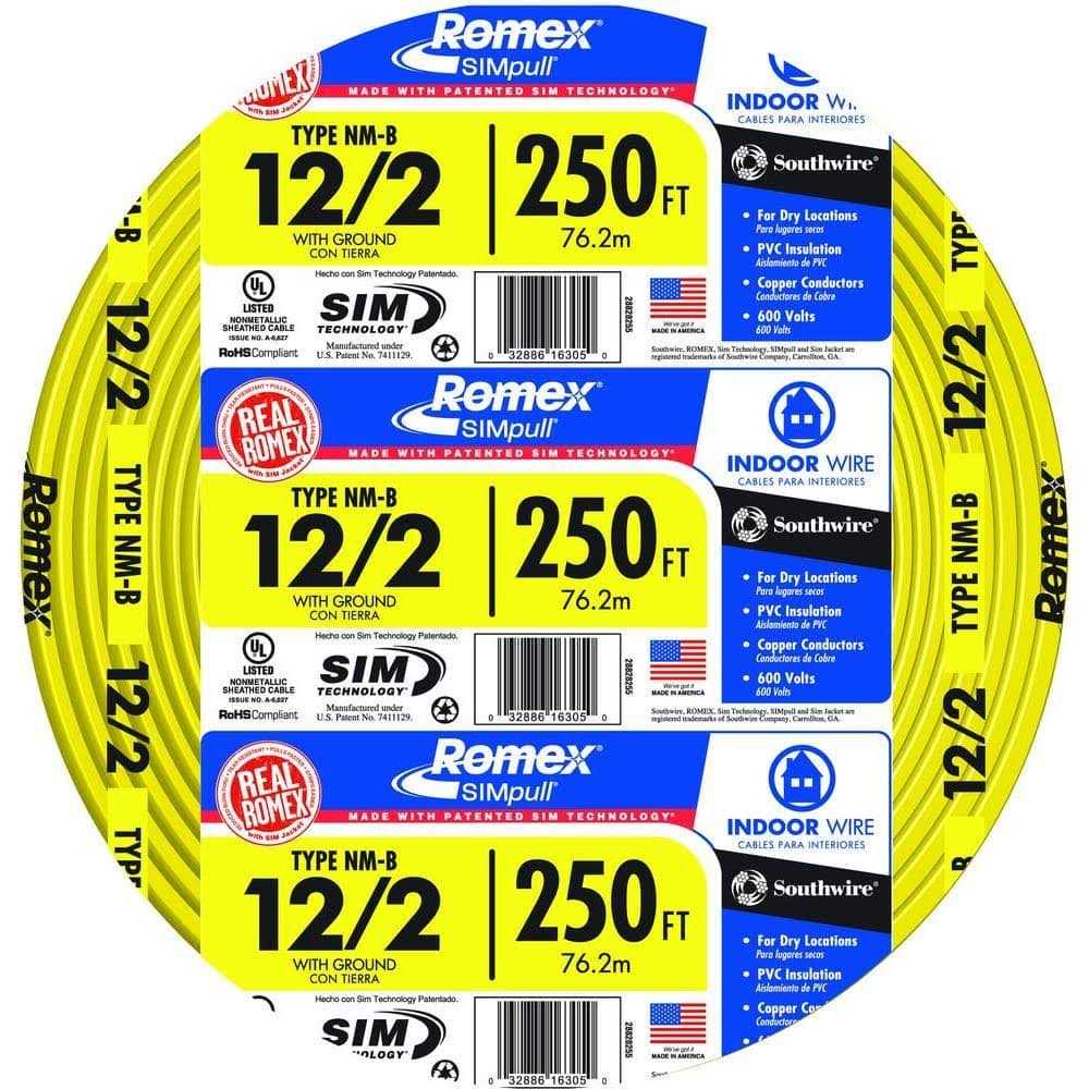 Southwire Romex SIMpull 250-ft 12/2 Non-Metallic Wire - Shop Hardware Tools Online Store