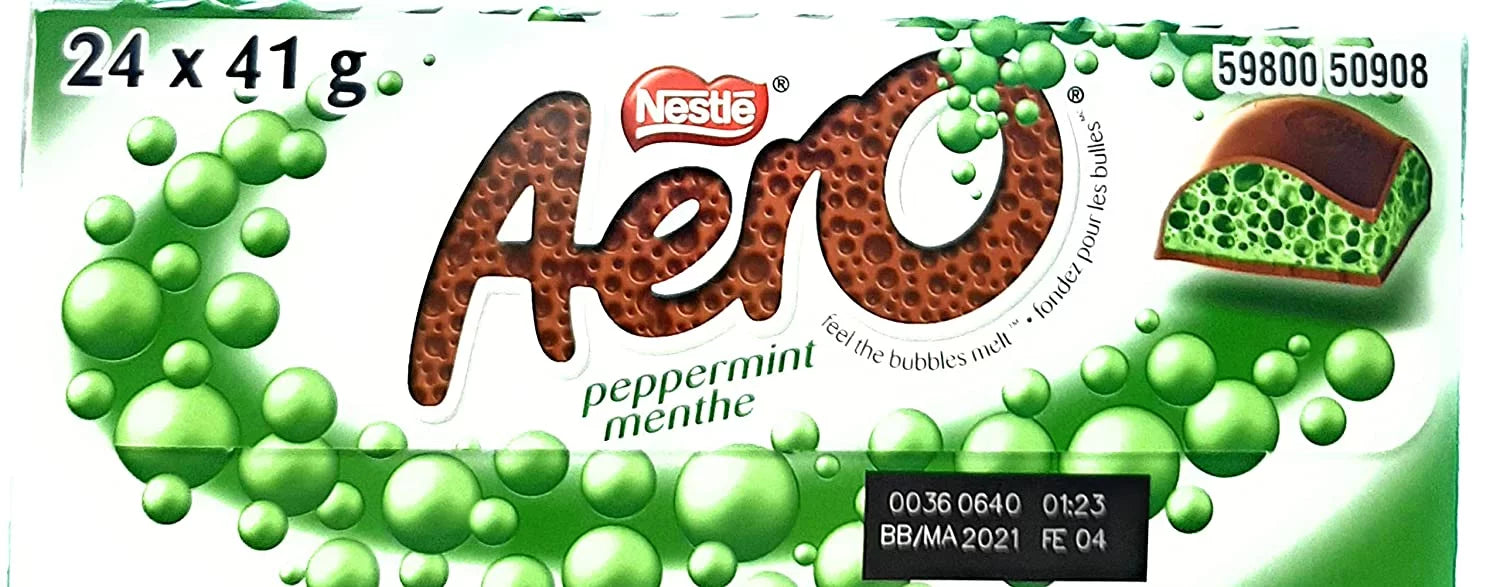 Nestle Aero Chocolate Bar Peppermint, 41g, 24-Pack A180179