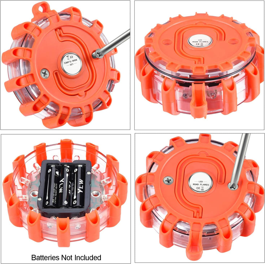 Tobfit 12 Pack LED Road Flares Emergency Safety Beacon with Magnetic Base N679589