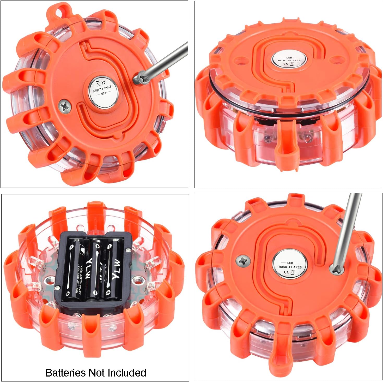 Tobfit 12 Pack LED Road Flares Emergency Safety Beacon with Magnetic Base N679589