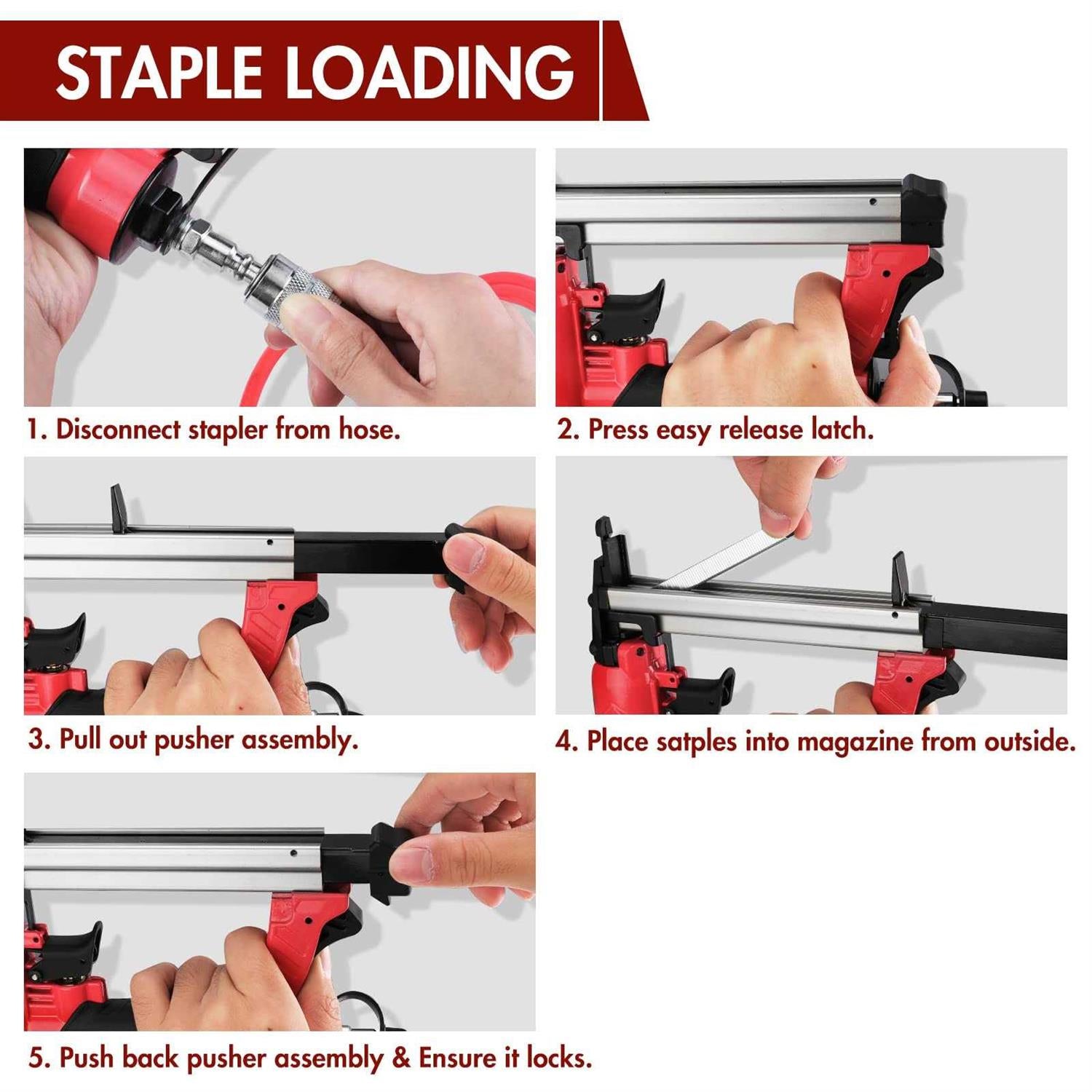 Arrow Pneumatic Staple Gun Oil-Free Upholstery Stapler with 3750 Pieces T50 1/4 I71368