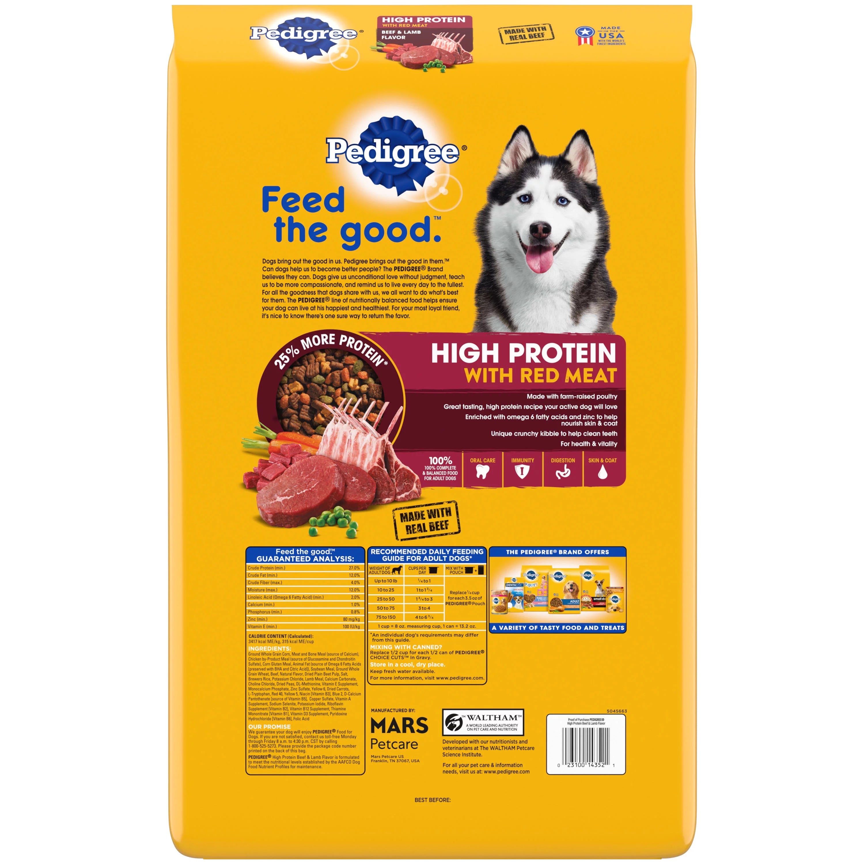 Pedigree High Protein Adult Dry Dog Food Beef and Lamb Flavor, 16 lb. Bag A937