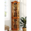 Winston Porter Brumunddal Lighted Corner Curio Cabinet Colour: Oak
