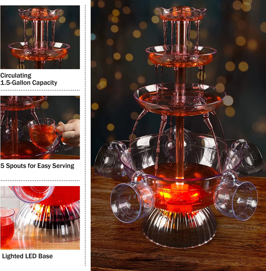 Great Northern Party 3-Tier Clear Drink Dispenser with Lighted Base Q772