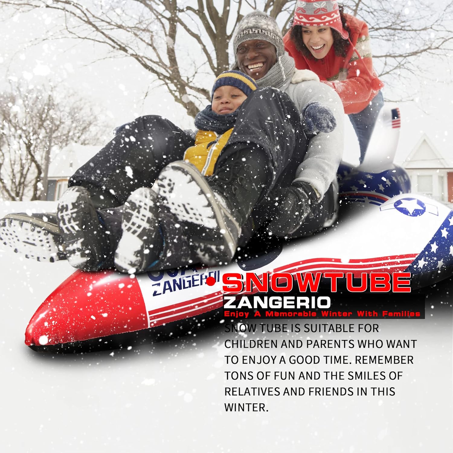Heavy Duty Inflatable Snow Tube Sled for Kids and Adults, 2 Pack P4810
