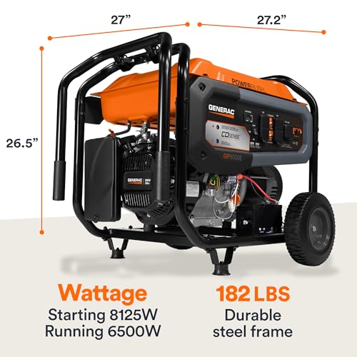 Generac 8000-Watt Gas-Powered Portable Generator with Electric Start, Orange/Black H399