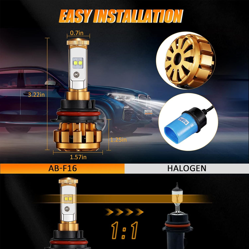 Auxbeam 9004 HB1 LED Light Bulbs, F-16 Series, Pack of 2 Q99560