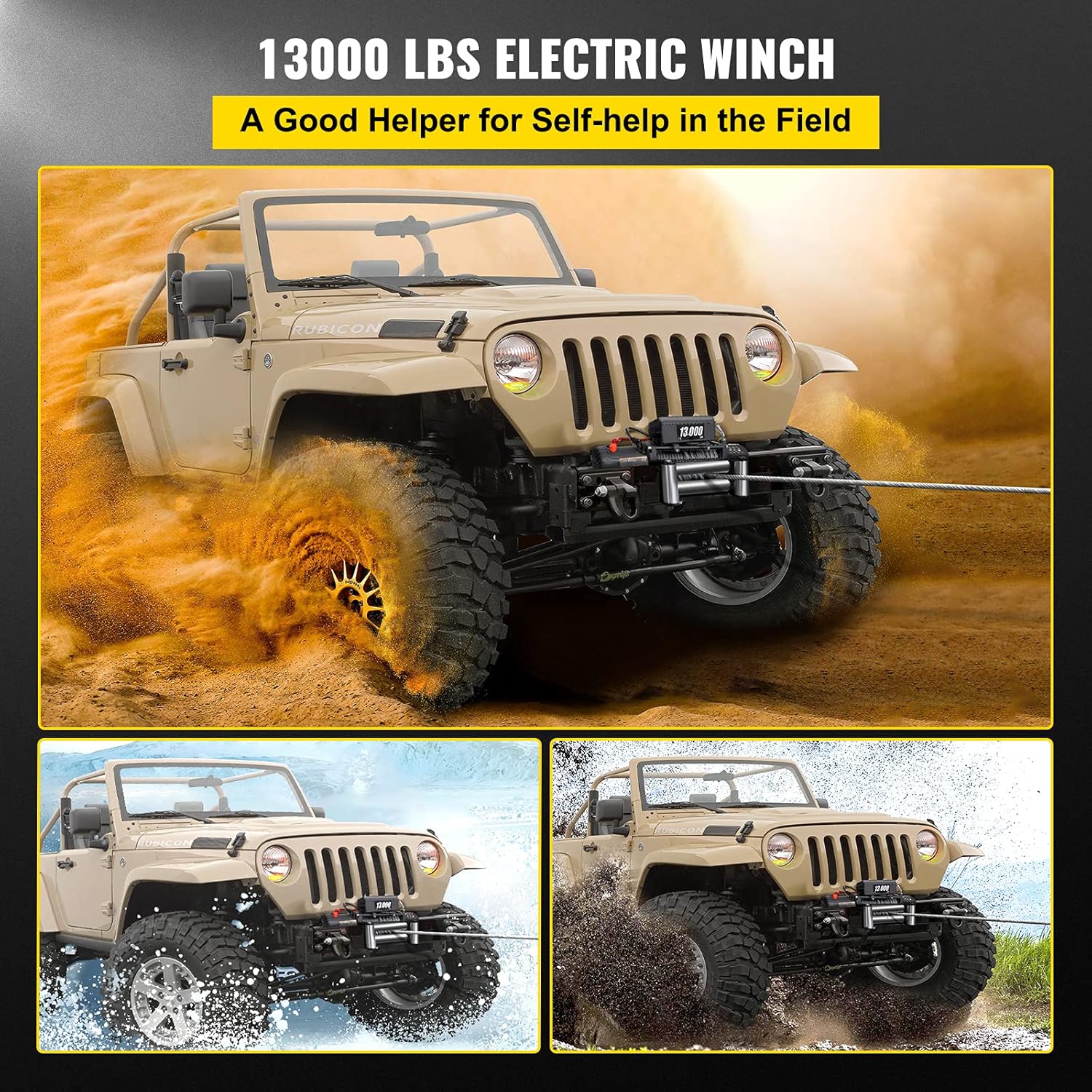 VEVOR 13000lbs Electric Winch 12V with Wireless Remote Control for Truck Jeep UTV ATV R24572