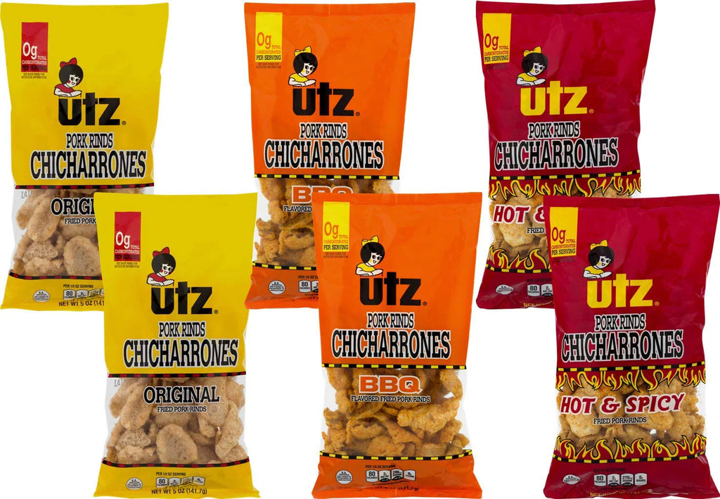 Utz Fried Pork Rinds Chicharrones Variety Pack, 6 Count K257874