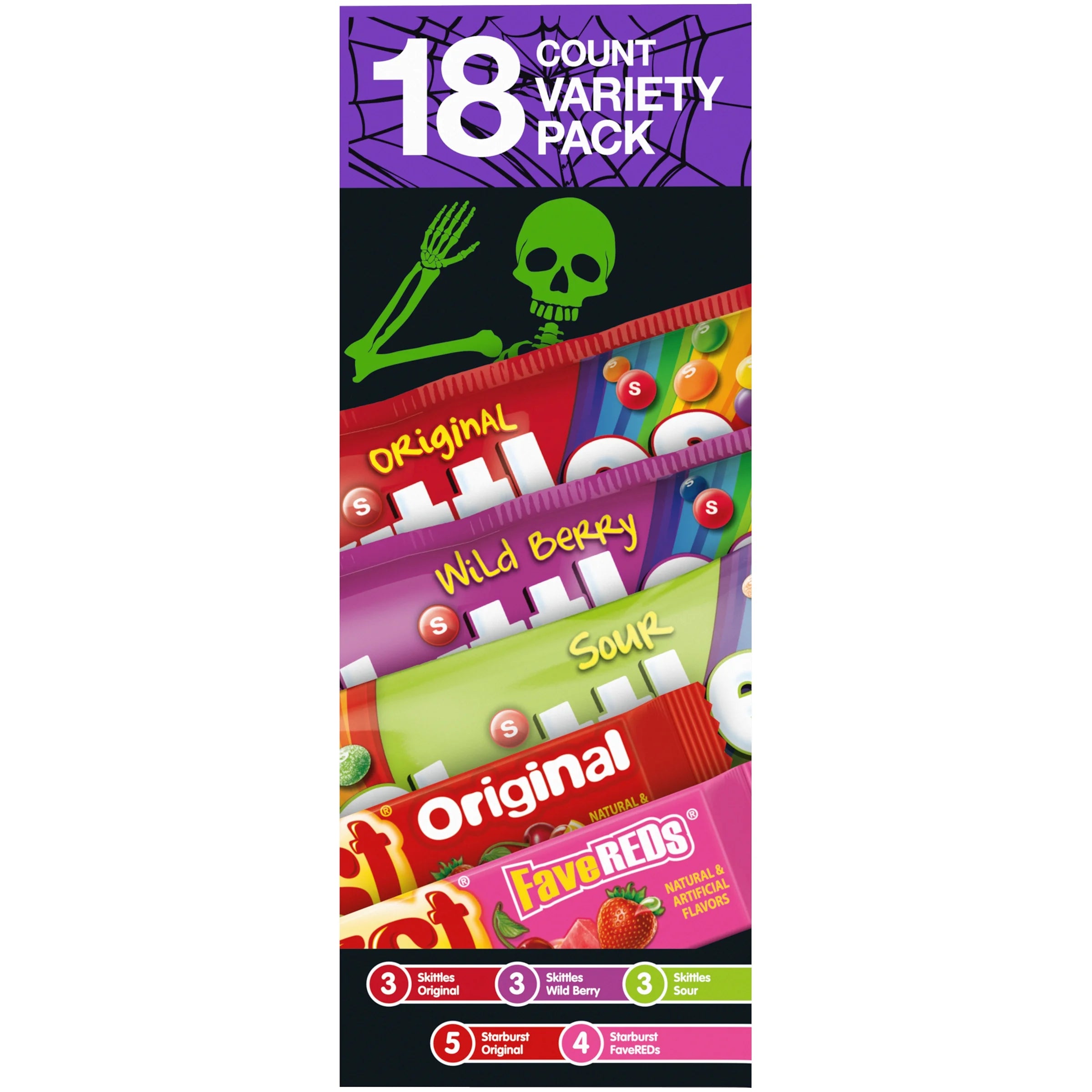 Mars Mixed Skittles & Starburst Chewy Variety Pack Halloween Candy, 18 Count S659