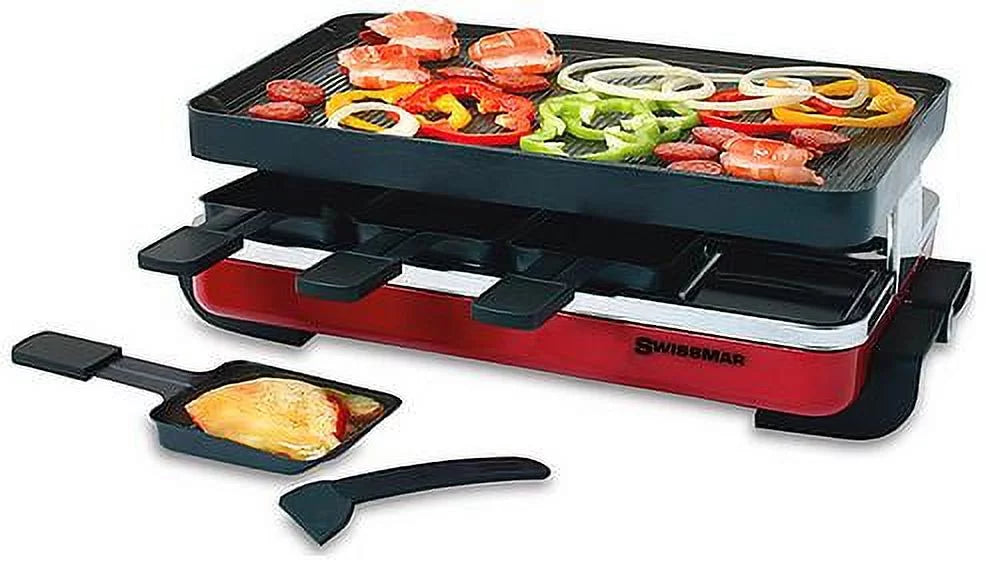 Swissmar Classic Raclette Grill Red Non-Stick Reversible 8 Person B695