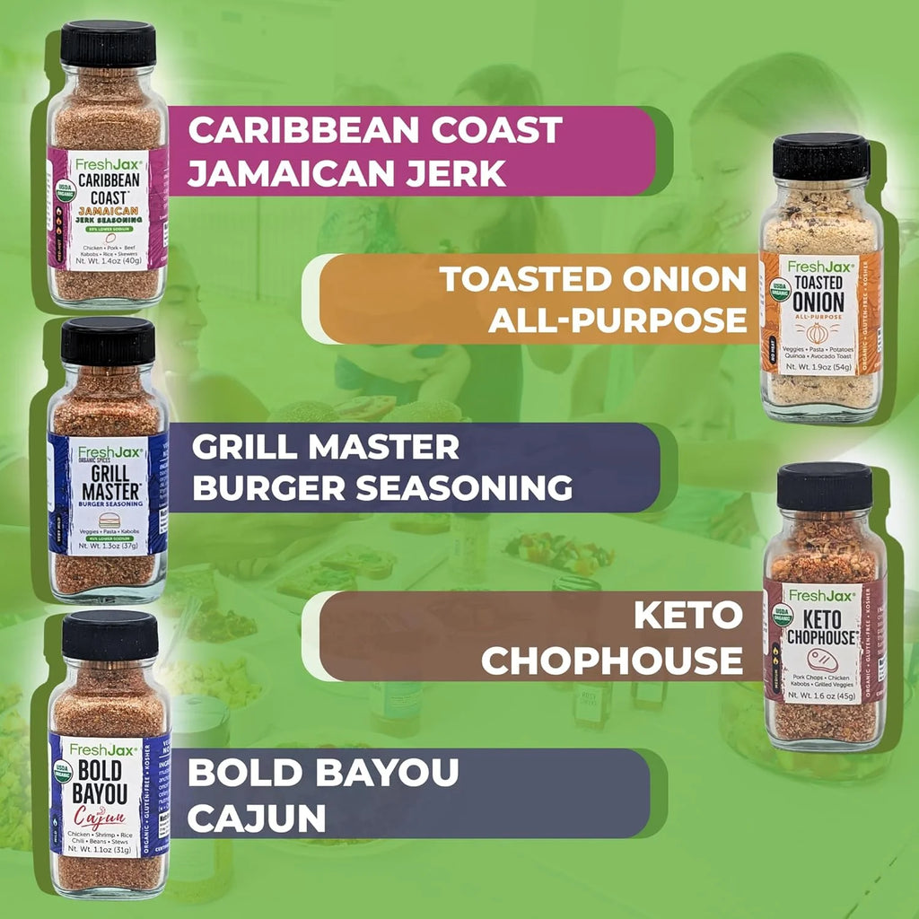 FreshJax Keto Seasoning Gift Set, Pack of 5 Organic Spices D4950