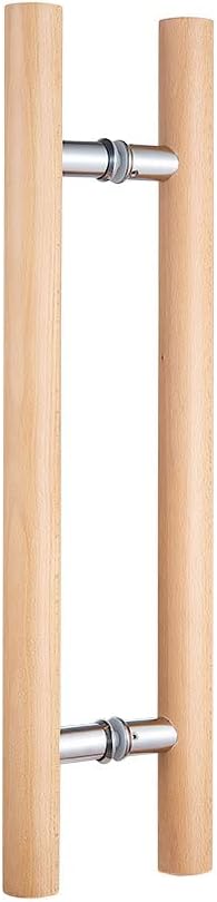 Beech Wood Glass Door Handle with 304 Stainless Connector, 24 Inch, Pack of 2 Q967