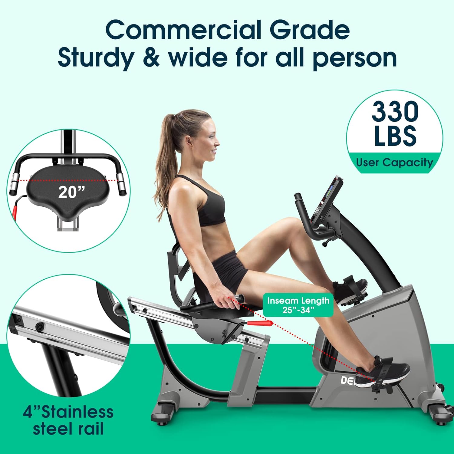 Recumbent Exercise Bike Electromagnetic, 32 Levels Resistance, 330Lbs Capacity S137