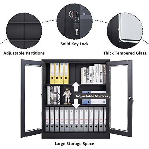 SISESOL Metal Storage Cabinet with 2 Adjustable Shelves, 36" H E162