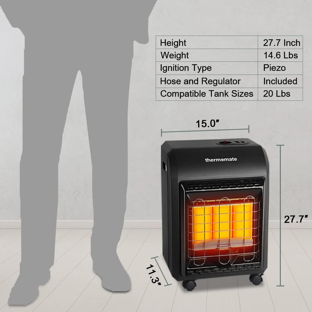 thermomate 18,000 BTU Portable Propane Heater with 3 Power Settings V294