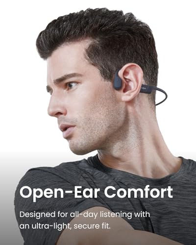 SHOKZ OpenRun Open-Ear Bone Conduction Sport Headphones, Sweat Resistant, Black B872