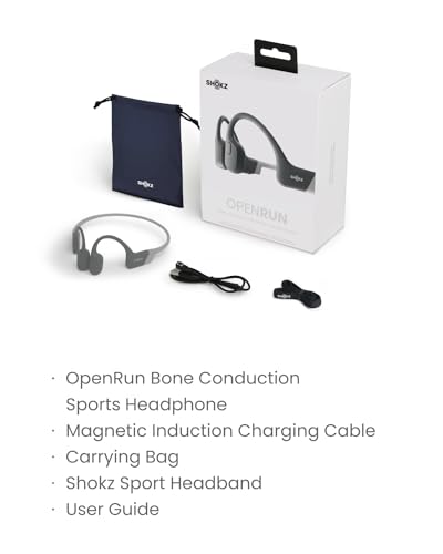 SHOKZ OpenRun Open-Ear Bone Conduction Sport Headphones, Sweat Resistant, Black B872