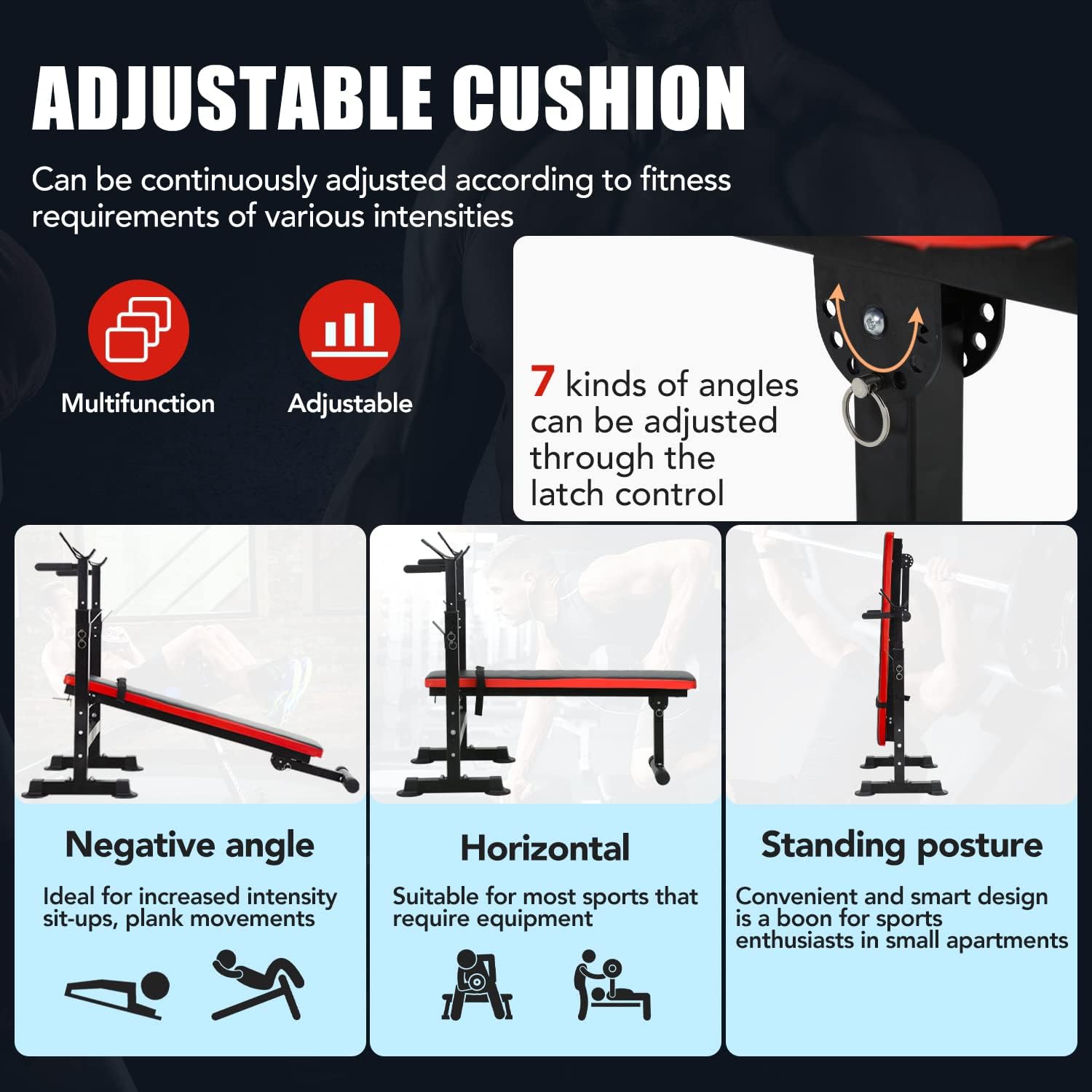 PayLessHere Adjustable Weight Bench with Barbell Rack for Home Gym L446