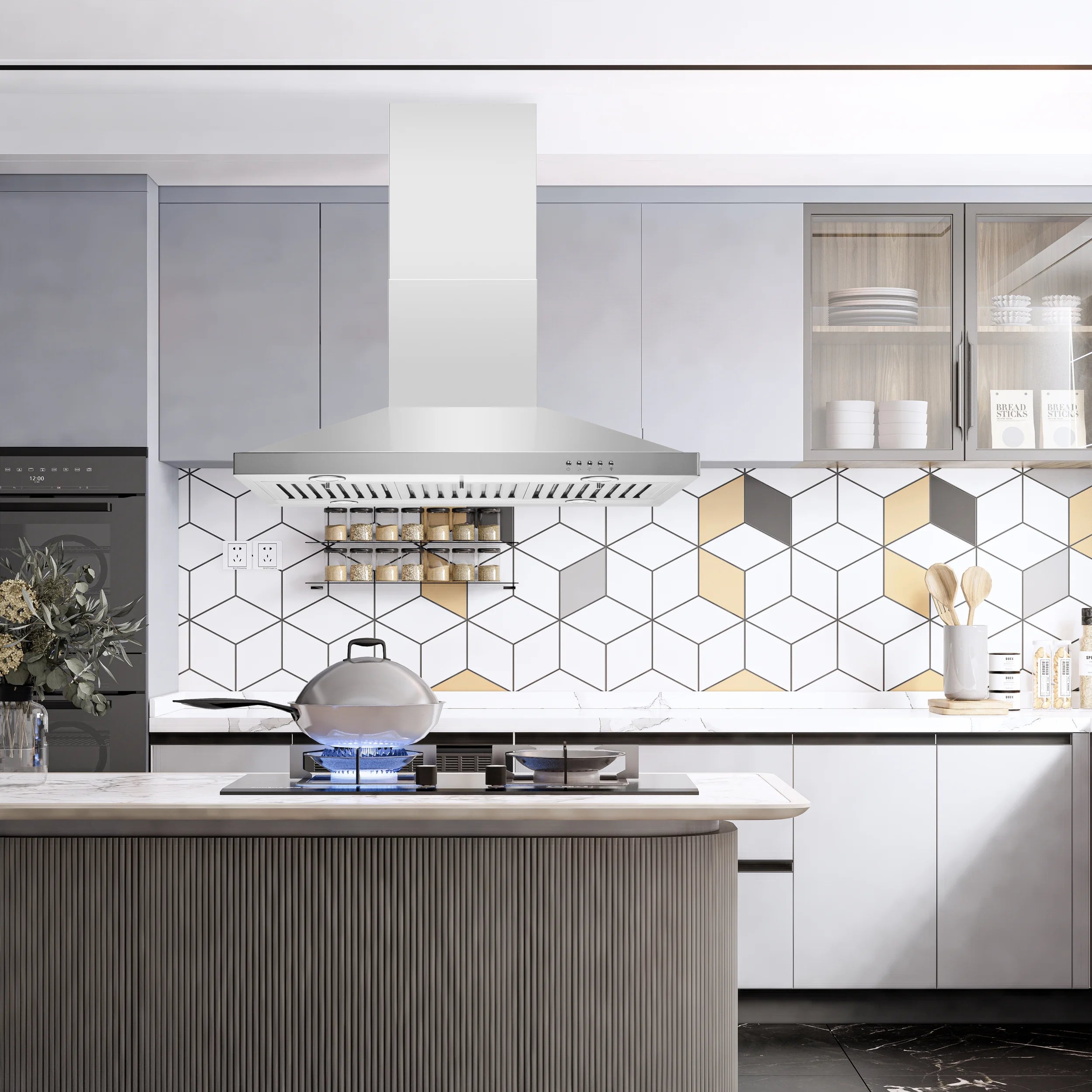 Blue Ocean 36" Stainless Steel Island Mount Range Hood RH02I D507903