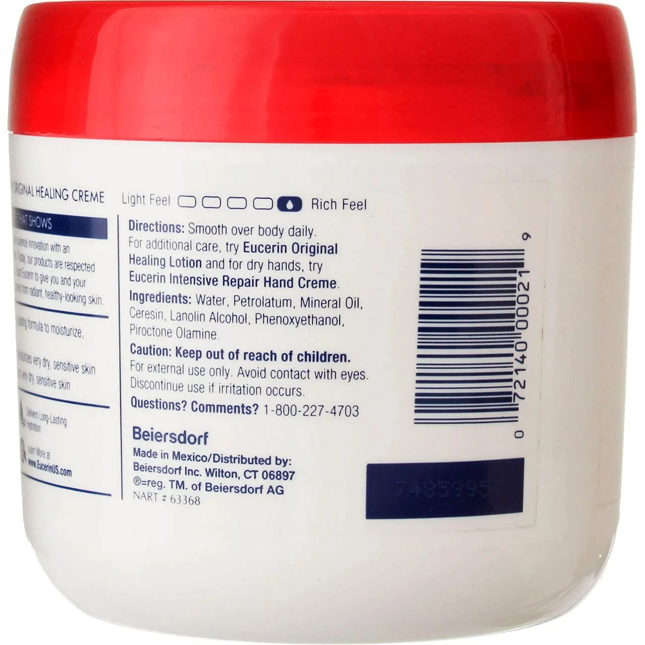 Eucerin Original Healing Rich Creme 16 Oz (Pack of 3) U719