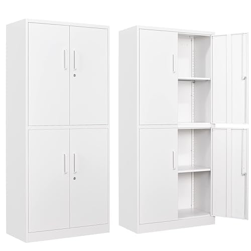 SISESOL Metal Storage Cabinet with 2 Adjustable Shelves, 36" H E162