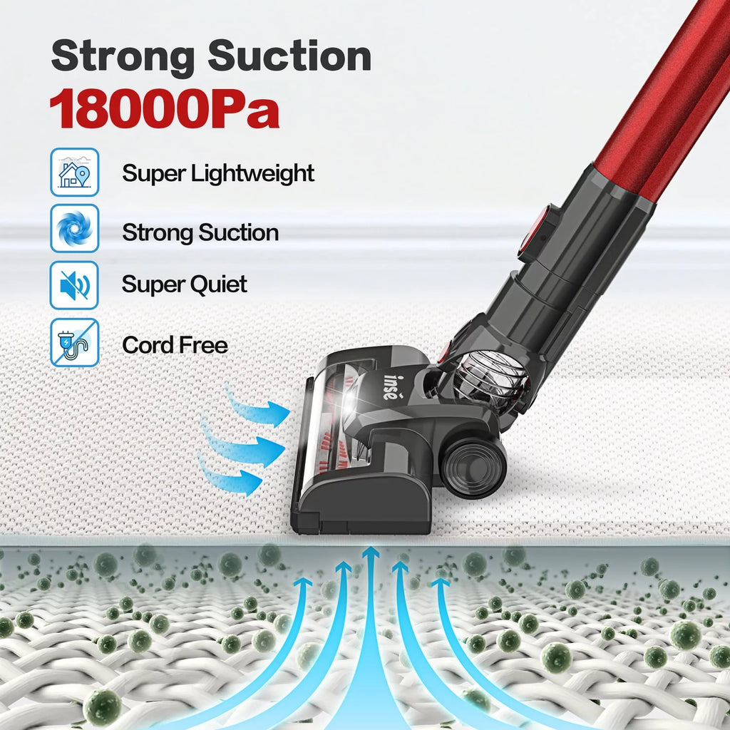 INSE 4-in-1 Stick Vacuum Cordless, 160W 12KPa Rechargeable Handheld for Home Carpet Pet Hair M6557
