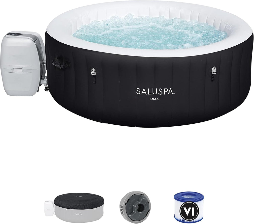Bestway SaluSpa Miami Inflatable Hot Tub, 4-Person AirJet Spa E735