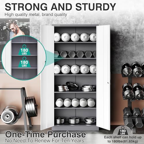 SISESOL Metal Storage Cabinet with 2 Adjustable Shelves, 36" H E162